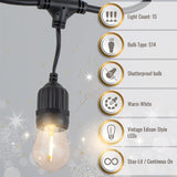 Aurio 48ft Waterproof Outdoor String Lights with H
